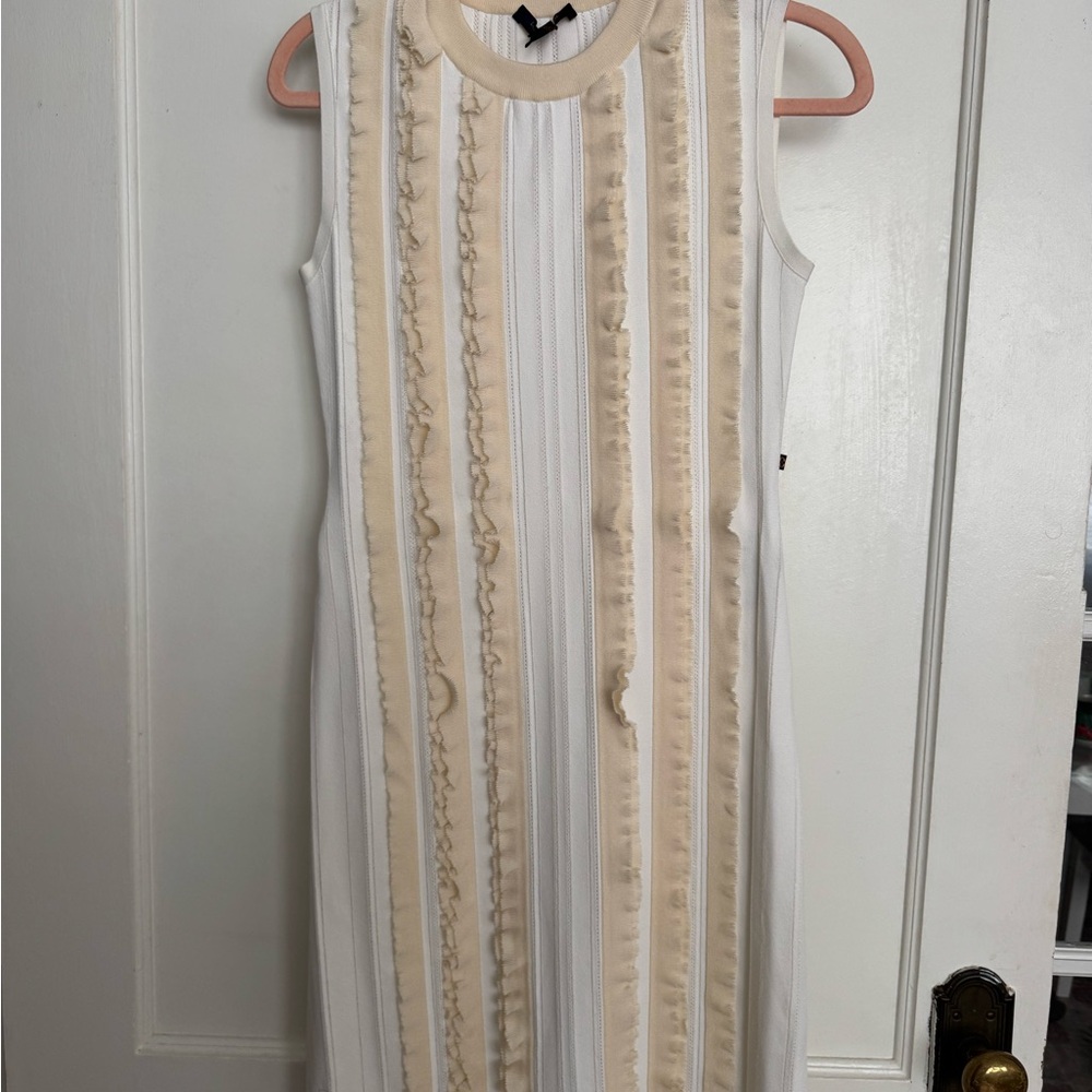 Louis Vuitton Cream and White Midi Dress